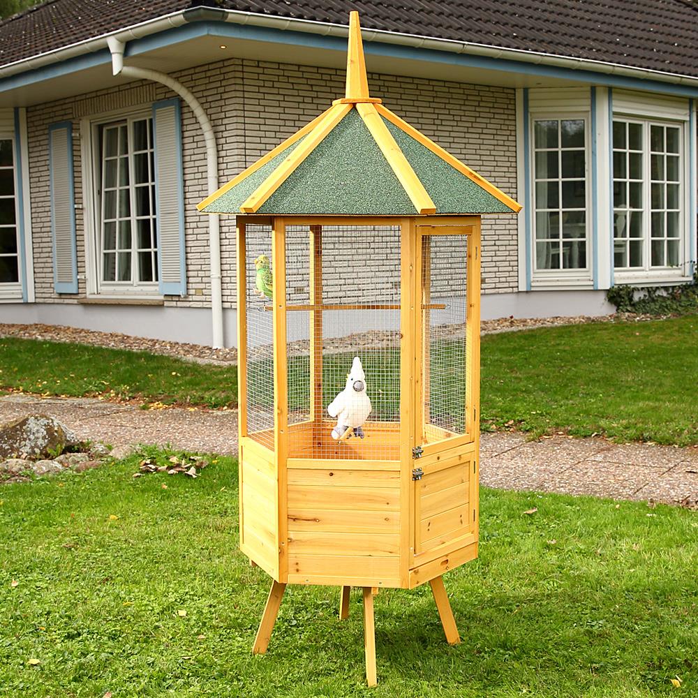 Vogelvoliere 6Eck Voliere Holz Vogelkäfig Vogelhaus