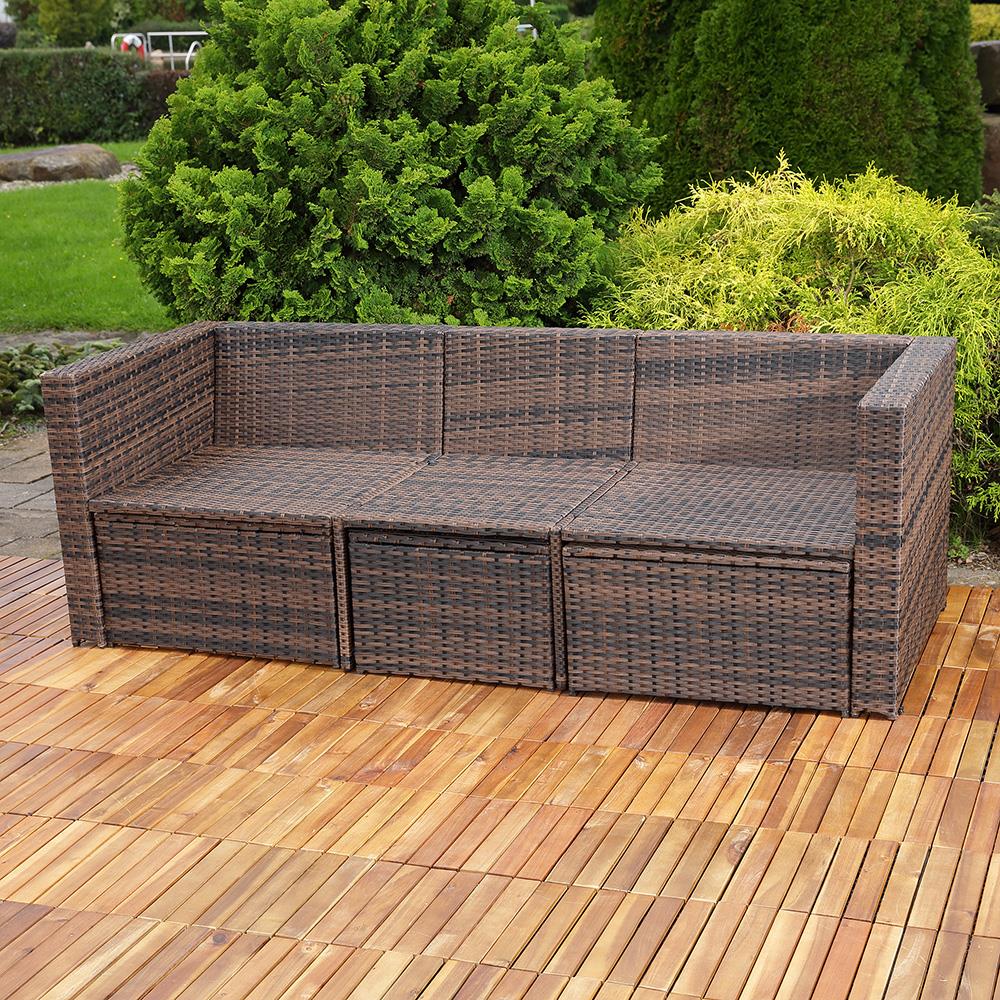 Polyrattan Garnitur Lounge Set Sitzmöbel braun